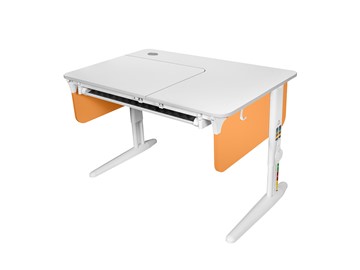 Детский стол-трансформер L/70-45 (СУТ 62) с лотком, белый/белый/оранжевый в Набережных Челнах