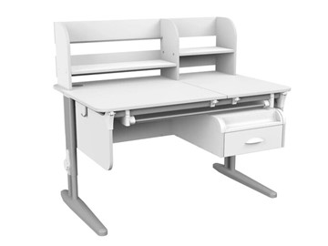 Детский стол-трансформер Lp/70-45 (СУТ.62 PRO) + Tumba 8 с лотком белый/серый/белый в Нижнекамске - предосмотр