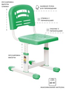 Растущие парта + стул SET HOLTO-17А, зеленый в Альметьевске - предосмотр 4