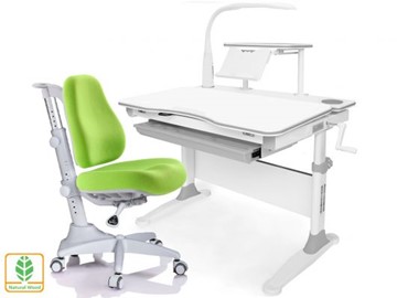Растущая парта + стул Mealux EVO Evo-30 G (арт. Evo-30 G + Y-528 KZ) (дерево)/(стол+полка+кресло+чехол+лампа)/ белая столешница (дерево), цвет пластика серый в Альметьевске