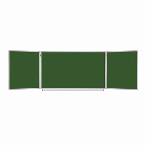 Доска  для мела 3-х элементная 100х150/300 см, 5 рабочих поверхностей, зеленая, BRAUBERG, 231707 в Набережных Челнах