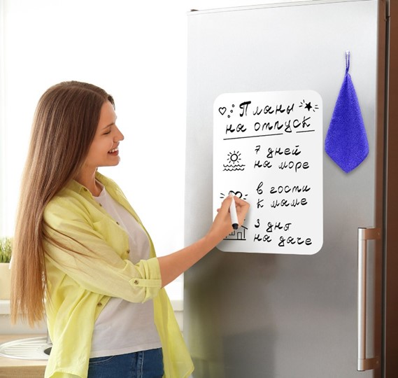 Доска магнитно-маркерная на холодильник BRAUBERG, 42х30 см с маркером, магнитом и салфеткой в Казани - изображение 2
