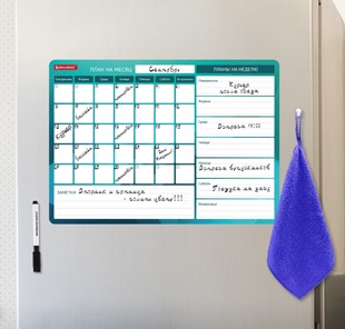 Магнитный планинг на холодильник BRAUBERG, "Месяц и Неделя", 42х30 см с маркером и салфеткой в Нижнекамске - предосмотр 4